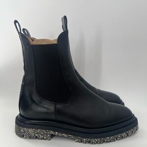 Dear Frances Tony Chelsea Specked Lug Sole Double Tab Leather Boots